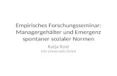 Empirisches Forschungsseminar: Managergehälter und Emergenz spontaner sozialer Normen Katja Rost IOU Universität Zürich.