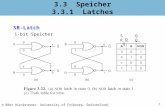 1 SR-Latch 3.3 Speicher 3.3.1 Latches © Béat Hirsbrunner, University of Fribourg, Switzerland, 31. Oktober 2007 S Q Q R Q Q 1-bit Speicher.