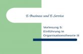E-Business und E-Service Vorlesung 5: Einführung in Organisationstheorie III.