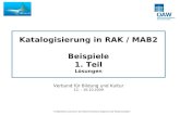 © Bibliothek und Archiv der Österreichischen Akademie der Wissenschaften Katalogisierung in RAK / MAB2 Beispiele 1. Teil Lösungen Verbund für Bildung und.