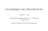 Grundlagen der Messtechnik Theorie 1. Teil Studiengang Elektrotechnik, 1. Semester Herbst 2011 Martin Schlup & Franz Baumgartner.