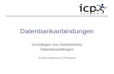 Datenbankanbindungen Grundlagen von Datenbanken Datenbankabfragen Thomas Hödlmoser, ICP systems.