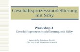 Geschäftsprozessmodellierung mit SiSy Workshop 3 Geschäftsprozessmodellierung mit SiSy Laser & Co. Solutions GmbH Dipl.-Ing. Päd. Alexander Huwaldt.