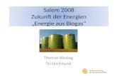 Salem 2008 Zukunft der Energien Energie aus Biogas Thomas Vössing TU Dortmund.