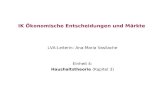 IK Ökonomische Entscheidungen und Märkte LVA-Leiterin: Ana-Maria Vasilache Einheit 4: Haushaltstheorie (Kapitel 3)