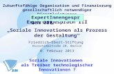 Zukunftsfähige Organisation und Finanzierung gesellschaftlich notwendiger Dienstleistungen Expertengespräch III Soziale Innovationen als Prozess der Gestaltung.