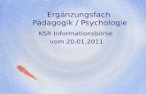 Ergänzungsfach Pädagogik / Psychologie KSR Informationsbörse vom 20.01.2011