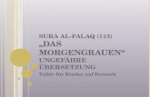 S URA A L - FALAQ (113) D AS M ORGENGRAUEN U NGEFÄHRE Ü BERSETZUNG Tafsir für Kinder auf Deutsch.