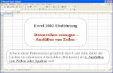Excel 2002 Einführung -Datenreihen erzeugen – - Ausfüllen von Zeilen - Arbeite diese Präsentation gründlich durch und fülle dabei die Lücken im erhaltenen.