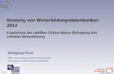1 19.3.2014 Nutzung von Weiterbildungsdatenbanken 2014 Wolfgang Plum BBPro - Büro für Beratung und Projektentwicklung Leverkusenstr. 13, 22761 Hamburg,