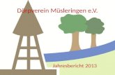 Dörpverein Müsleringen e.V. Jahresbericht 2013. Dörpverein Müsleringen e.V. Jahresbericht 2013 Unser Verein zählt heute 95 Mitglieder (letztes Jahr 88)