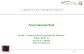 Seite 1 CARITAS FORUM DEMENZ Angehörigenarbeit Quelle: Wege aus dem Labyrinth der Demenz Wilma Dirksen Eva-Maria Matip ISBN 3-930330-04-0.