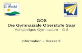 GOS Die Gymnasiale Oberstufe Saar Achtjähriges Gymnasium – G 8 Information – Klasse 9.