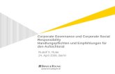 Corporate Governance und Corporate Social Responsibility Handlungspflichten und Empfehlungen für den Aufsichtsrat Rudolf X. Ruter 24. April 2009, Berlin.