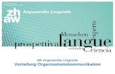 Zürcher Fachhochschule 111 Titelfolie MA Angewandte Linguistik Vertiefung Organisationskommunikation.