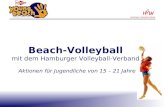Hamburger Volleyball Verband 1 Beach-Volleyball mit dem Hamburger Volleyball-Verband Aktionen für Jugendliche von 15 – 21 Jahre.