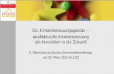 Oö. Kinderbetreuungsgesetz – qualitätsvolle Kinderbetreuung als Investition in die Zukunft 6. Oberösterreichischer Gemeindefamilientag am 23. März 2012.
