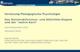 Vorlesung Pädagogische Psychologie Das Konstruktivismus- und Aktivit ä ts-Dogma und der "wahre Kern" Sommersemester 2013 Alexander Renkl Zitat der Woche.