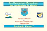 Das Gymnasium Wendalinum des Landkreises St. Wendel neusprachliches und naturwissenschaftliches Gymnasium Profilwahl Klasse 7.