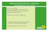 1 Josha Frey, MdL europapolitischer Sprecher der Fraktion GRÜNE im Landtag von Baden-Württemberg Präsident des Euro-Instituts Vortrag am deutsch-französischen.
