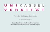 Prof. Dr. Wolfgang Schroeder 7. April 2009, Budapest Sozialpartnerschaft im Deutschen Modell der Industriellen Beziehungen.