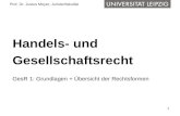 1 Prof. Dr. Justus Meyer, Juristenfakultät Handels- und Gesellschaftsrecht GesR 1: Grundlagen + Übersicht der Rechtsformen.