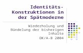 Identitäts- Konstruktionen in der Spätmoderne Wiederholung und Bündelung der bisherigen Inhalte OK/A-B 2004.