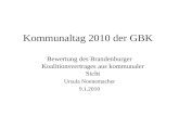Kommunaltag 2010 der GBK Bewertung des Brandenburger Koalitionsvertrages aus kommunaler Sicht Ursula Nonnemacher 9.1.2010.