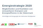 Energiestrategie 2020 Möglichkeiten und Realitäten von erneuerbaren Energien und Energieeffizienz in der Steiermark Vorschläge und Anregungen der steirischen.