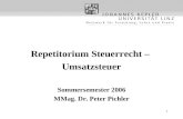 1 Repetitorium Steuerrecht – Umsatzsteuer Sommersemester 2006 MMag. Dr. Peter Pichler.