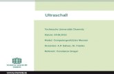 1 Ultraschall Technische Universität Chemnitz Datum: 24.06.2013 Modul: Computergestütztes Messen Dozenten: A.P. Salvan, Dr. Franke Referent: Constanze.