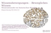 Wissensbewegungen – Bewegliches Wissen Wissenstransfer im historischen Wandel Ringvorlesung WS 2013/14 Eine Veranstaltung des an der Freien Universität.