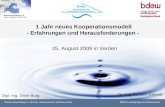 Wasserverbandstag e.V. Bremen, Niedersachsen, Sachsen-AnhaltBDEW-Landesgruppe Norddeutschland 1 Jahr neues Kooperationsmodell - Erfahrungen und Herausforderungen