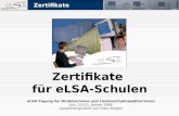 ZertifikateZertifikate Zertifikate für eLSA-Schulen eLSA-Tagung für Direktor/innen und Landesschulinspektor/innen Linz, 10./11. Jänner 2008 zusammengestellt.