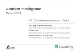 Ambient Intelligence WS 10/11 V7: Context-Awareness – Teil 2 Dr.-Ing. Reiner Wichert Fraunhofer-Institut für Graphische Datenverarbeitung IGD Holger Graf.