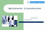 1 Optimierte Lizenzkosten Walter Goerner. © 2003 by Goerner Consulting 2 Agenda Überblick Arten von Lizenzen Lizenzverträge Vorgehensweise Fragen und.