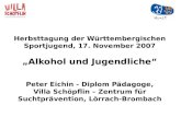 Herbsttagung der Württembergischen Sportjugend, 17. November 2007 Alkohol und Jugendliche Peter Eichin - Diplom Pädagoge, Villa Schöpflin – Zentrum für.