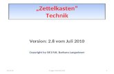 Zettelkasten Technik Version: 2.8 vom Juli 2010 Copyright by OE1YLB, Barbara Langwieser 21.05.20141Fragen Technik V2.8.
