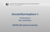 Institut für Kartographie und Geoinformation Prof. Dr. Lutz Plümer Geoinformation I Vorlesung 9 WS 2000/2001 DGM (Dreiecksnetze)
