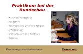 Praktikum bei der Rundschau - Warum zur Rundschau? - Der Betrieb - Der Arbeitsplatz und meine Tätigkeit - Anforderungen - Erfahrungen mit dem Praktikum.