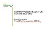 REFORMVORSCHLÄGE FÜR BERUFSBILDUNG Das Nationale Qualifikationssystem (SNQ) Nationale Agentur für Qualifizierung.