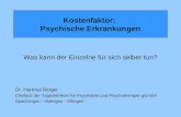 Kostenfaktor: Psychische Erkrankungen Was kann der Einzelne für sich selber tun? Dr. Hartmut Berger Chefarzt der Tageskliniken für Psychiatrie und Psychotherapie.