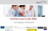 Einführung in die BWL Christopher Schwand. Agenda Kurzvorstellung Begriff „Betriebswirtschaftslehre“ Funktionen im Unternehmen -anhand eines Beispiels.