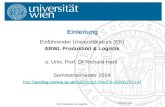 EK Produktion & Logistik Einleitung/1 Einführender Universitätskurs (EK) ABWL Produktion & Logistik o. Univ. Prof. Dr Richard Hartl Sommersemester 2014.
