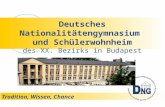 Tradition, Wissen, Chance Deutsches Nationalitätengymnasium und Schülerwohnheim des XX. Bezirks in Budapest.