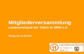Bufdi-Seminar 15.05.2013 BUFDI-Seminar Berlin 1 Mitgliederversammlung Landesverband der Tafeln in NRW e.V. Wuppertal 13.09.2014.
