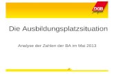 Die Ausbildungsplatzsituation Analyse der Zahlen der BA im Mai 2013.