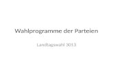 Wahlprogramme der Parteien Landtagswahl 3013. Wahlkampfthemen.