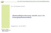 Chr. Brock: Humusbilanzierung (nicht nur) im Energiepflanzenbau Humusbilanzierung (nicht nur) im Energiepflanzenbau Dr. Christopher Brock Klagenfurt, 10.10.2012.