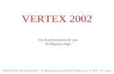 VERTEX 2002 Ein Konferenzbericht von Wolfgang Lange VERTEX 2002: Konferenzbericht Technisches Seminar im DESY Zeuthen am 3. 12. 2002 W. Lange.